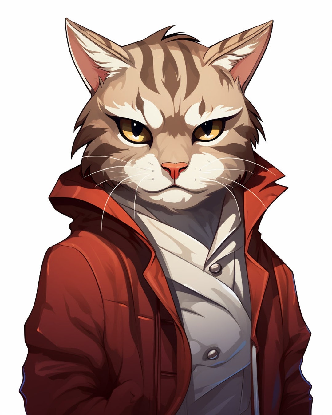 Cat Wearing A Red Hoodie - Etsy