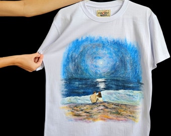 Better Together Hand-painted T-shirt • Acrylic Painting On Shirt • Hand-drawn Cotton T Shirts • Unique Artwork Tee Clothing