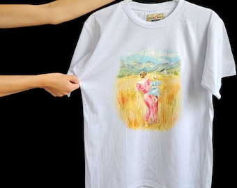 Reflections of A Watery Soul Hand-painted T-shirt • Acrylic