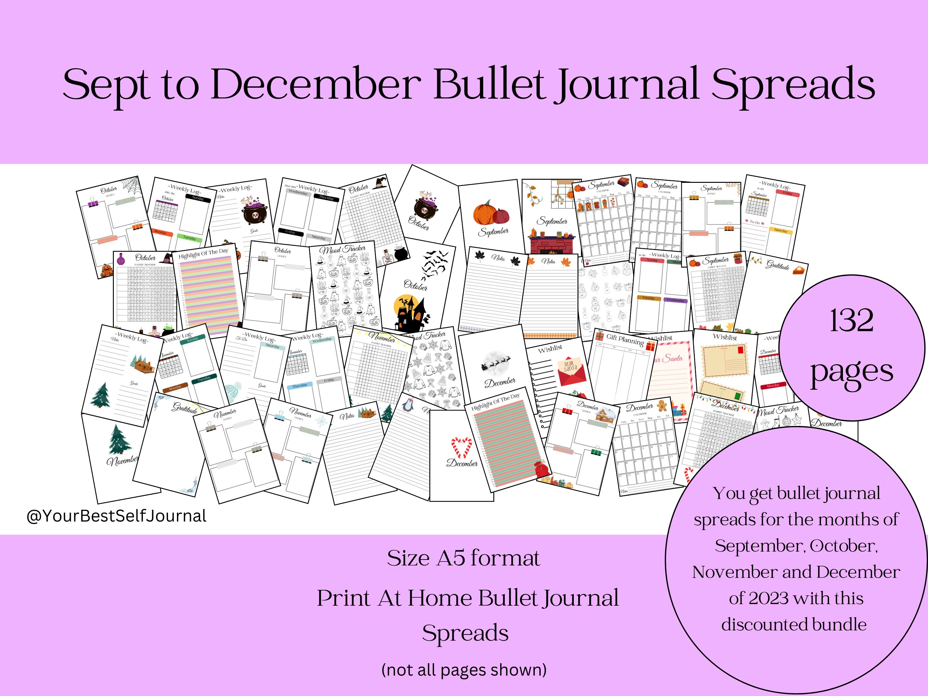 A6 Floral Bullet Journal Header Stickers | D120