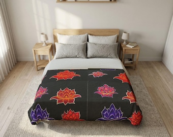 Colorful Lotus Pattern Duvet Cover | Floral Lotus Bedding