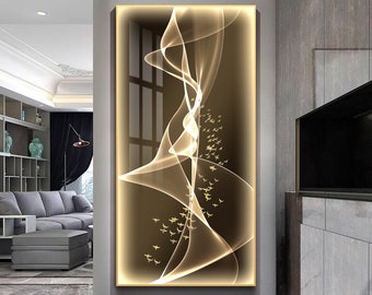 LED Flying Birds Abstract Wall Art 50*100cm LED Home Décor With Aluminium  Frame