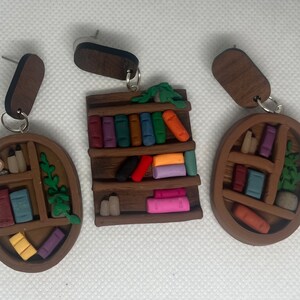 Clay Bookshelf Earrings | Handmade | Polymer Clay