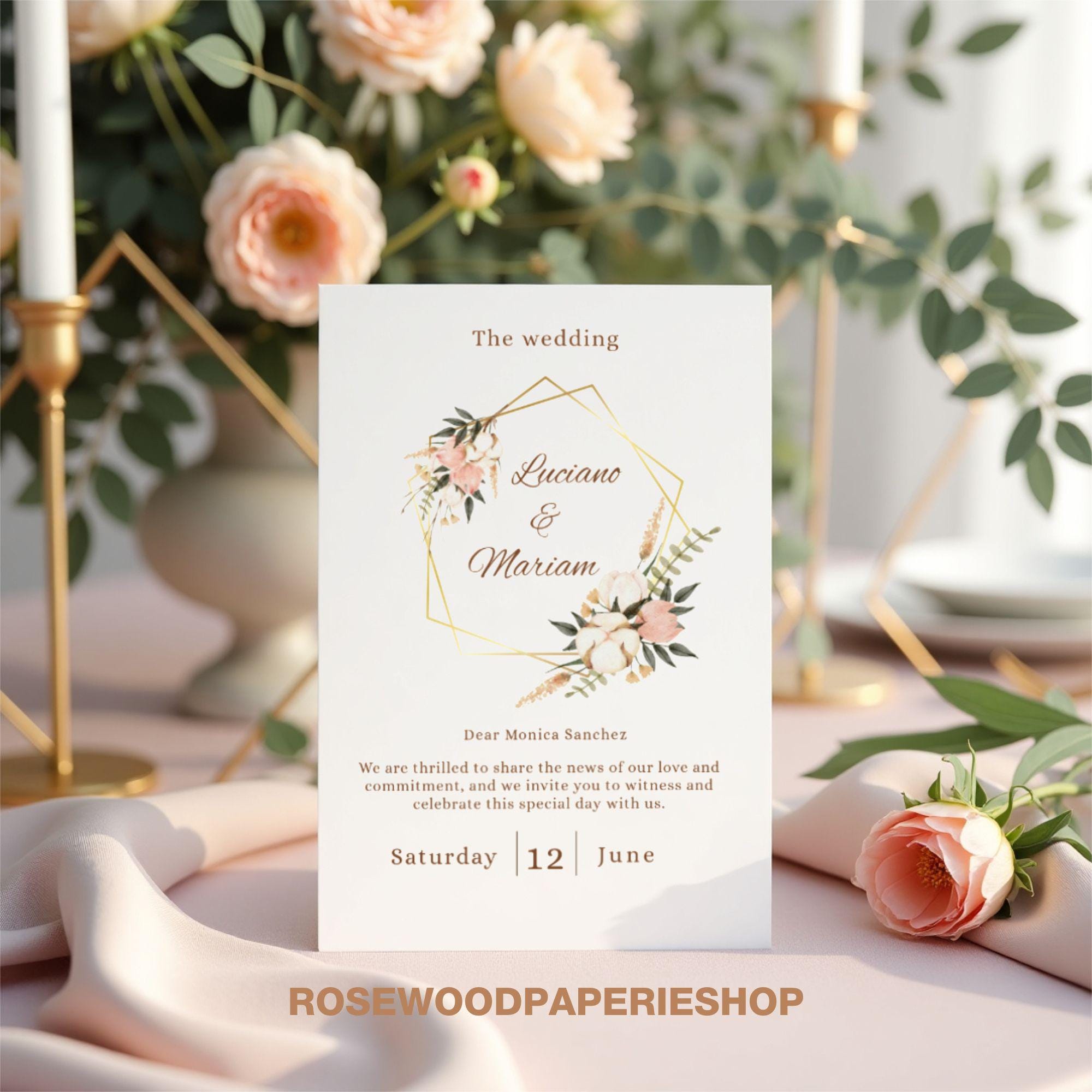 Exclusive Floral Wedding Invitation - Editable Digital Template for ...