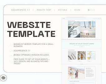 SquareSpace Website Template for Small Business, SquareSpace 7.1 Template, Minimal Website Template