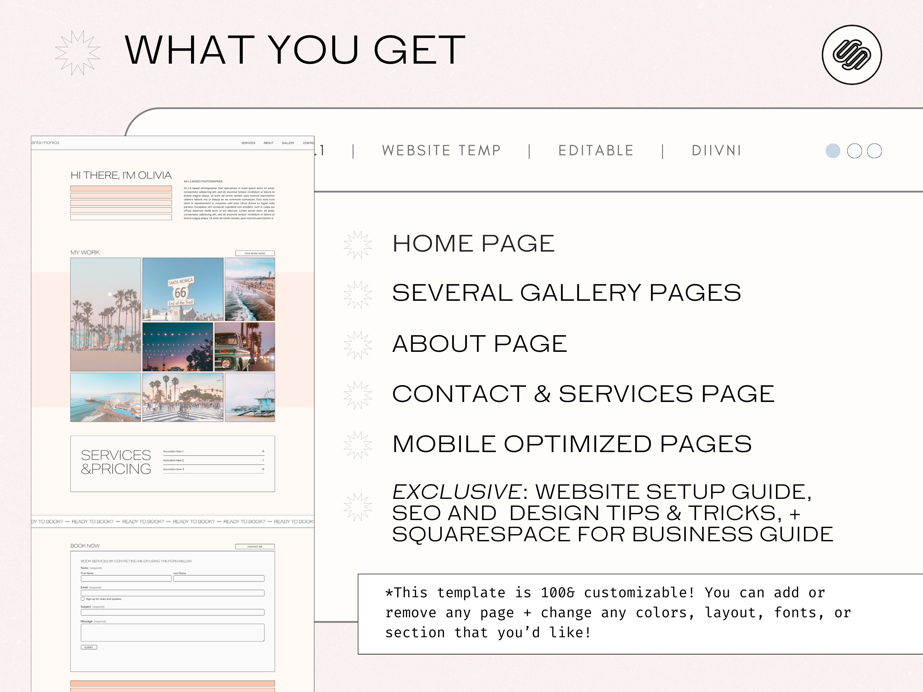 Squarespace Website Template for Small Business Owner, Photographer