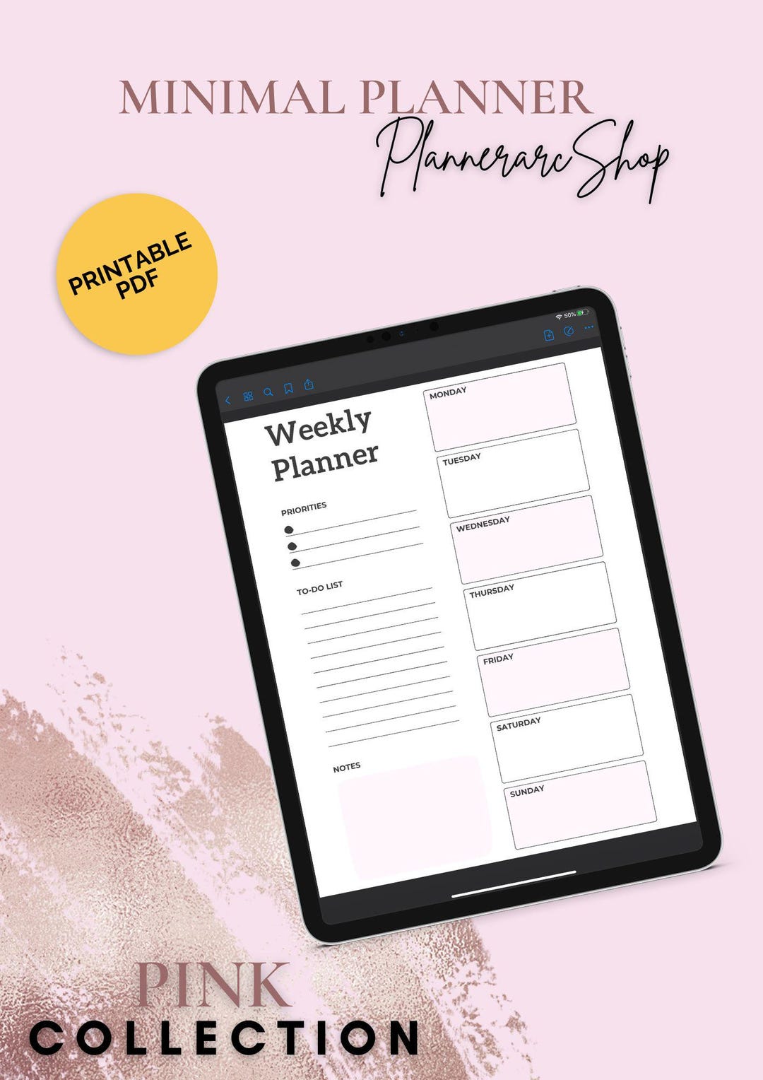 Digital Minimal Planner, Daily, Weekly, Monthly Layout, Ipad, Goodnotes ...