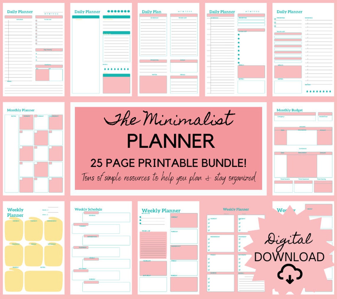 The Minimalist Planner CUSTOMIZABLE Etsy