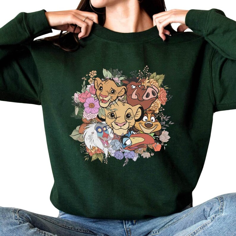 Vintage Disney Lion King Simba Black & Yellow Cartoon Sweatshirt - M