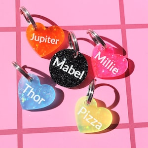 Mini Pet Name Tag: Acrylic Heart Charm for Cats & Small Dogs