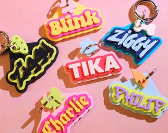 3 Layer 3D Pet Name ID Tag for Dogs Cats, Silent Lightweight Memorial Keychain