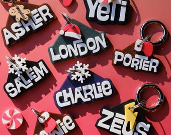 Aangepaste 3D-geprinte kerstcadeautag: gepersonaliseerde kerstsleutelhanger
