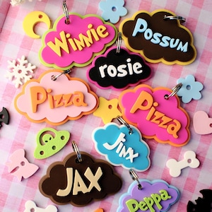 Custom Cloud Pet Tag: 3D Printed Dog ID, Colorful Bag Tag