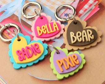Custom Scalloped Heart Pet Tag: 3D Printed Dog & Cat ID
