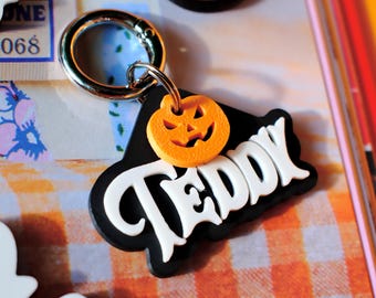 Custom 3D Printed Midnight Pet Tag: Spooky Halloween Name ID