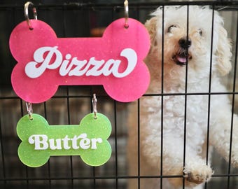 Personalized Dog Crate Sign: Custom Bone-Shaped Hanging Decor