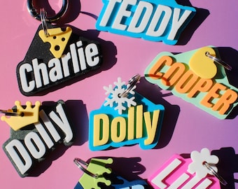 Custom Classic Italic Name Tag, Quiet Lightweight PLA ID, Minimal Dog and Cat Collar