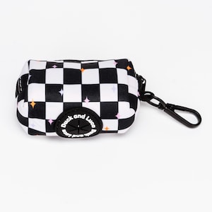 Poop Bag Holder - Checkerboard with Stars, Dog Waste Bag Dispenser, Puppy Accessories, Poo Bag Holder, Poo Bag Dispenser