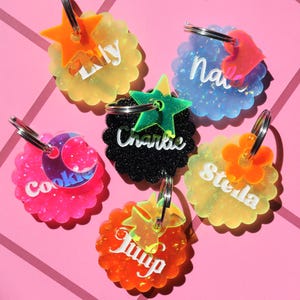 Custom Glitter Acrylic Pet ID Tag: Cookie-Shaped Dog & Cat Tag