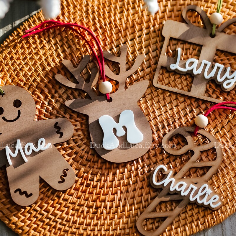 Stocking Tags, Christmas Gift Tags, Wood/acrylic Personalized Tags