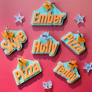 Custom 3D Printed Show Girl Show PEt Pet ID Tag: Personalized Keychain