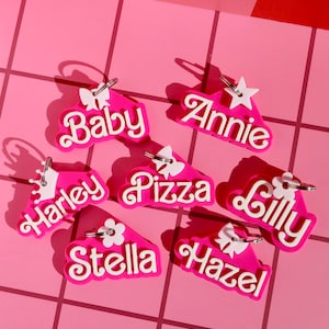 Custom 3D Printed Pet ID Tag: Hot & Light Pink, Personalized Keychain