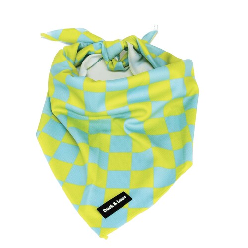 Retro Checkerboard Dog Bandana: Soft Polyester Tie On Collar