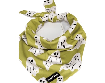 Ghost Halloween Dog Bandana: Soft Polyester Over-The-Collar Tie