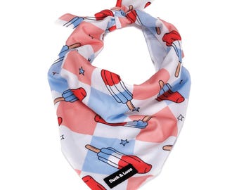 Fourth of July Dog Bandana: Patriotic Popsicle Print, Soft Tie On