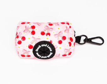 Cherry Bow Poop Bag Holder: Dog Waste Bag Dispenser
