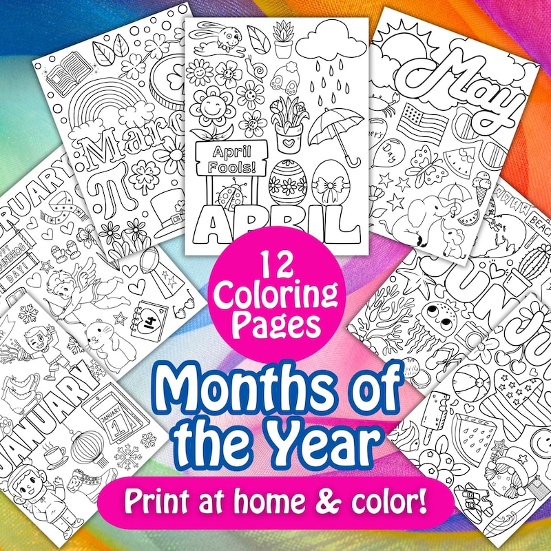 Cute printable coloring pages months - Etsy.de