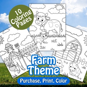 Farm Coloring Pages, Farm Animals Coloring Pages, Farm Coloring Book, Farm Birthday, Cute Farm Animals, Coloring for kids, School activity image 1