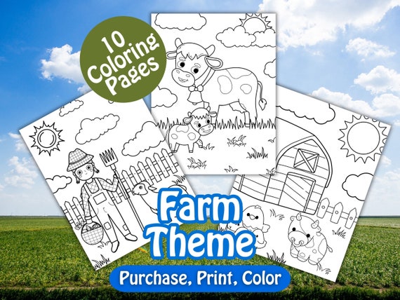 Farm Coloring Pages, Farm Animals Coloring Pages, Farm Coloring Book, Farm Birthday, Cute Farm Animals, Coloring for kids, School activity