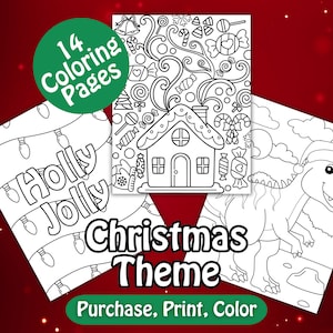 Kerst Kleurplaten, Kerst Kleurplaten Afdrukbaar, Kerst Kleurplaten voor kinderen, Set van 14, Volwassen afdrukbare kleurplaat