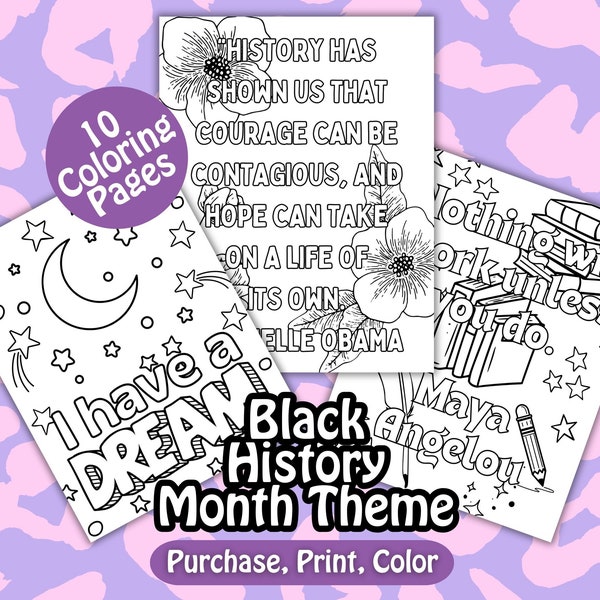 Black History Coloring Pages, Black History Month Printable, Coloring pages for kids, coloring pages for adults, Black History Month PNG