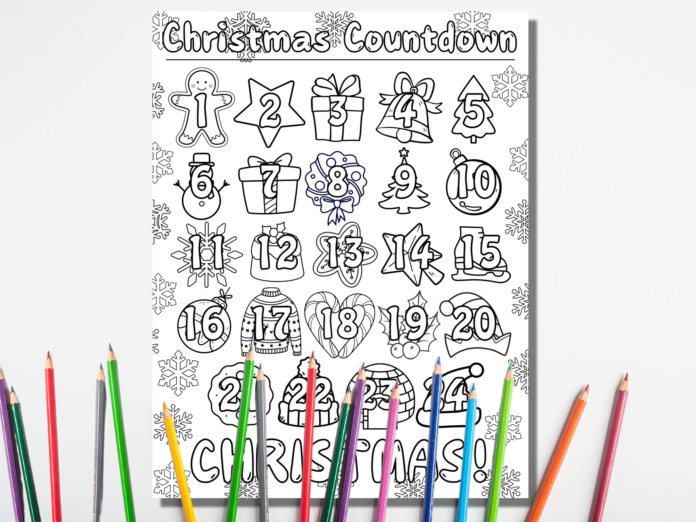 Christmas Countdown Coloring Page, Christmas Countdown, Digital ...