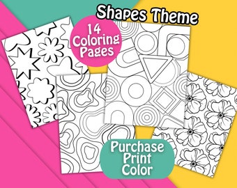 Geometric Coloring Pages, Printable Coloring Pages, Coloring pages for adults, Coloring pages for kids, Flower coloring pages, Shapes PNG