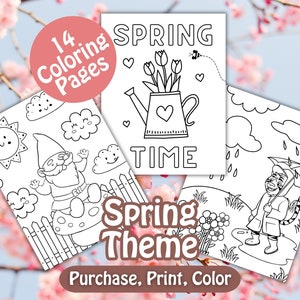 Spring Coloring Pages, Spring Coloring pages for kids, Adult Printable Coloring Sheet, Spring Prints, Spring PNG, Floral Coloring page
