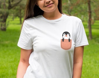 Adorable Pocket Penguin Shirt, Animal Lover Gift