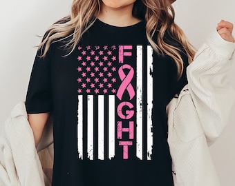 Breast Cancer Awareness T-Shirt: American Flag Support Tee