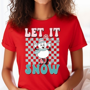 Let It Snow Shirt, Let It Snow T-shirt, Christmas Shirts, Winter shirt, Holiday Shirt, Vintage Shirt, Women's Christmas Tee, Snowman Shirt