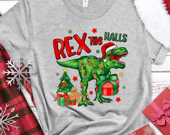 Kids Dinosaur Christmas Shirt: Funny T-Rex Holiday Tee