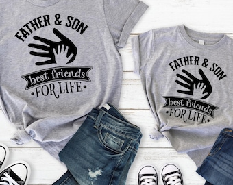 Father And Son Matching Shirts, Dad And Son Best Friends For Life Shirts, Shaking Hands Tee, Best Friends Gift, Daddy Son Matching T-Shirt