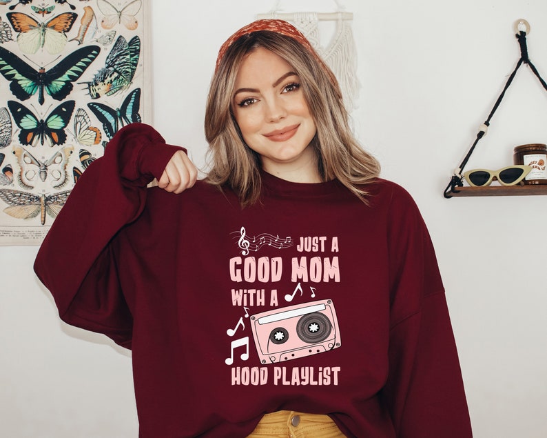 Just A Bad Ass Mom With An Emo Playlist Sweatshirt