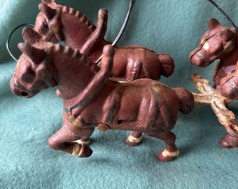 Antique cast-iron six horse drawn, beer wagon