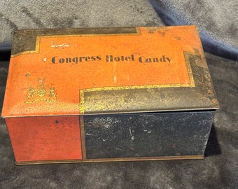 Vintage 1970’s advertisement congress hotel candy tin