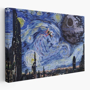 Starwars  "A Starry Wars Night" Canvas/Poster, Van Gogh Wall Art, Star Wars Giclee Art Prints, Artwork Painting, Gift for Him, Ready to Hang