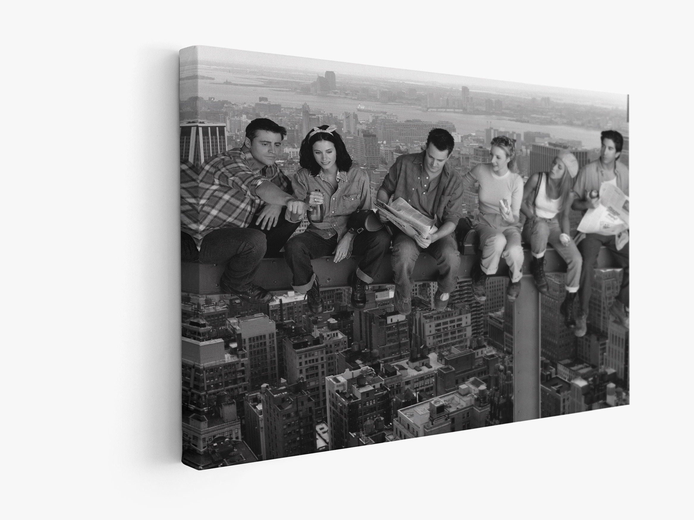 Friends Canvas/Poster Lunch on Skyscraper Wall Art, Black and White, New York City Print Posters, Ross, Joey, Monica, Rachel, Chandler