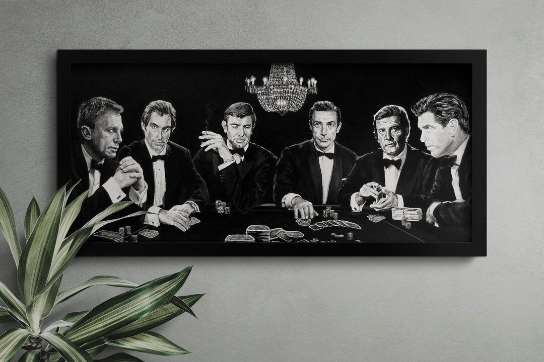 James Bond Poker Game Canvas/poster, All the Bonds Wall Art, Casino