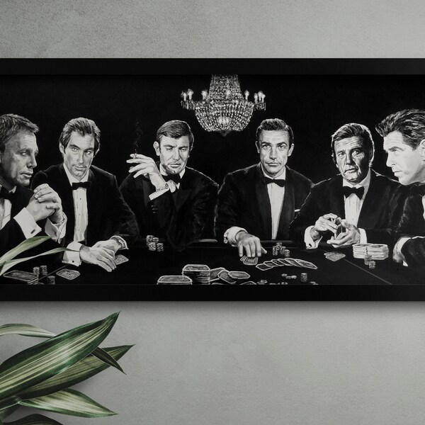 All Bonds Playing Poker Together Canvas Wall Art